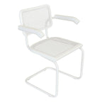 Breuer Chair Company Marcel Breuer Cesca Cane Cantilever Armchair Arm Chair w/ White Steel Frame (Various Wood & Cane Colors)