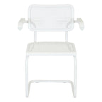 Breuer Chair Company Marcel Breuer Cesca Cane Cantilever Armchair Arm Chair w/ White Steel Frame (Various Wood & Cane Colors)