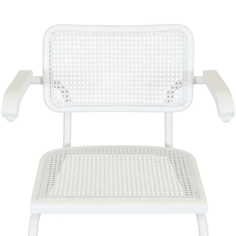 Breuer Chair Company Marcel Breuer Cesca Cane Cantilever Armchair Arm Chair w/ White Steel Frame (Various Wood & Cane Colors)