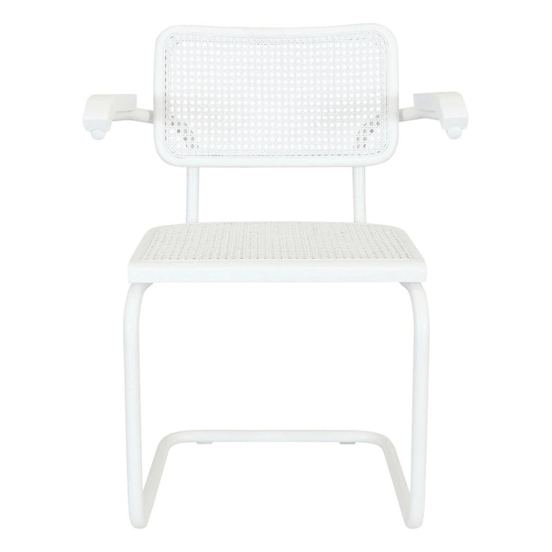 Breuer Chair Company Marcel Breuer Cesca Cane Cantilever Armchair Arm Chair w/ White Steel Frame (Various Wood & Cane Colors)