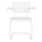Breuer Chair Company Marcel Breuer Cesca Cane Cantilever Armchair Arm Chair w/ White Steel Frame (Various Wood & Cane Colors)