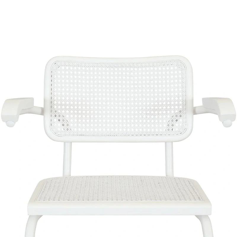 Breuer Chair Company Marcel Breuer Cesca Cane Cantilever Armchair Arm Chair w/ White Steel Frame (Various Wood & Cane Colors)