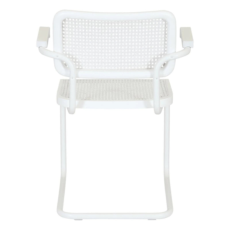 Breuer Chair Company Marcel Breuer Cesca Cane Cantilever Armchair Arm Chair w/ White Steel Frame (Various Wood & Cane Colors)