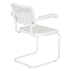 Breuer Chair Company Marcel Breuer Cesca Cane Cantilever Armchair Arm Chair w/ White Steel Frame (Various Wood & Cane Colors)