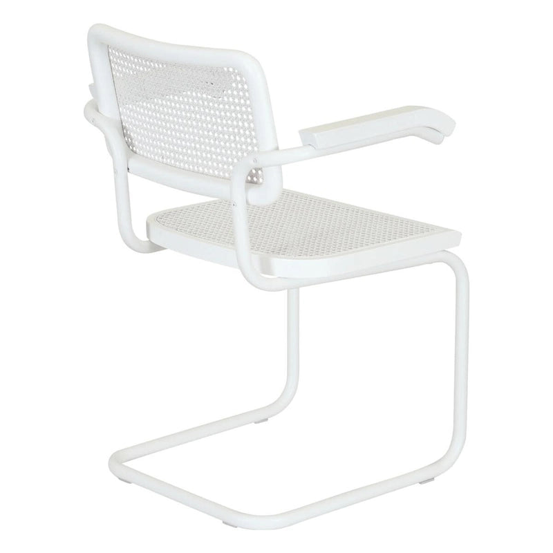 Breuer Chair Company Marcel Breuer Cesca Cane Cantilever Armchair Arm Chair w/ White Steel Frame (Various Wood & Cane Colors)