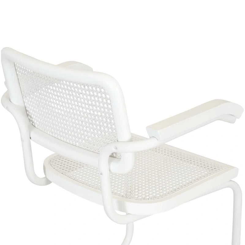Breuer Chair Company Marcel Breuer Cesca Cane Cantilever Armchair Arm Chair w/ White Steel Frame (Various Wood & Cane Colors)