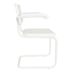 Breuer Chair Company Marcel Breuer Cesca Cane Cantilever Armchair Arm Chair w/ White Steel Frame (Various Wood & Cane Colors)
