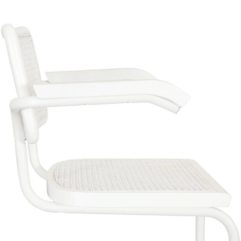 Breuer Chair Company Marcel Breuer Cesca Cane Cantilever Armchair Arm Chair w/ White Steel Frame (Various Wood & Cane Colors)
