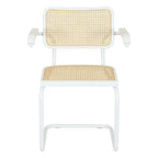 Breuer Chair Company Marcel Breuer Cesca Cane Cantilever Armchair Arm Chair w/ White Steel Frame (Various Wood & Cane Colors)