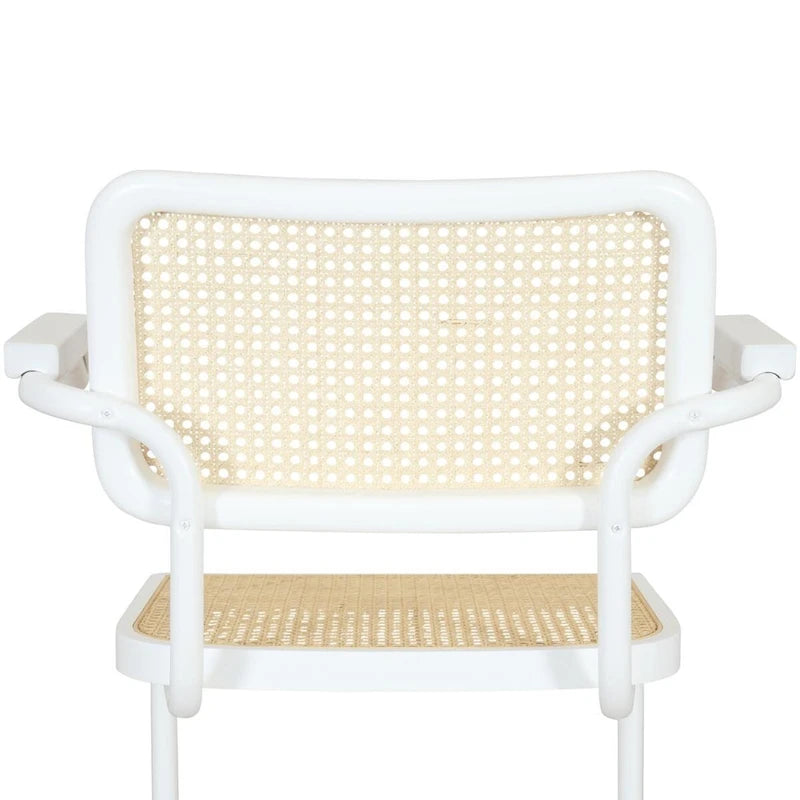 Breuer Chair Company Marcel Breuer Cesca Cane Cantilever Armchair Arm Chair w/ White Steel Frame (Various Wood & Cane Colors)