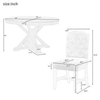 Functional Furniture Retro Style Dining Table Set with Extendable Table and 4 Upholstered Chairs for Dining Room and Living Room