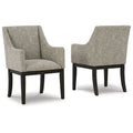 Sonn 24 Inch Dining Armchair, Set of 2, Padded Beige Upholstery, Brown Legs
