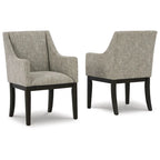 Sonn 24 Inch Dining Armchair, Set of 2, Padded Beige Upholstery, Brown Legs