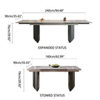 9 - Piece 94.48 Modern Minimalist Extendable Sintered Stone Top Double Pedestal Dining Set With 8 Fabric Chairs