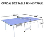 9ft Table Tennis Table Foldable & Portable Ping Pong Table Set