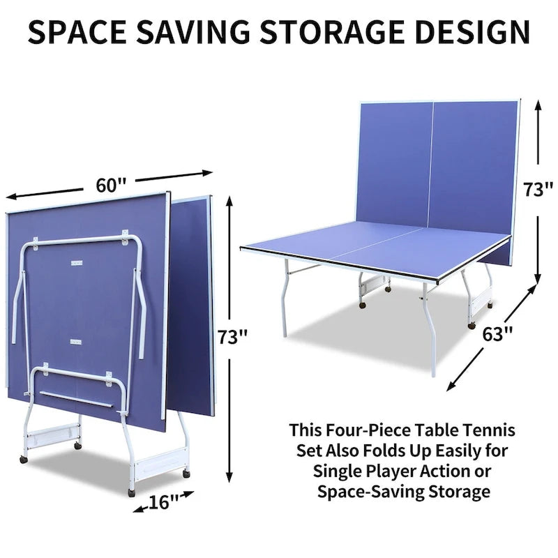 9ft Table Tennis Table Foldable & Portable Ping Pong Table Set