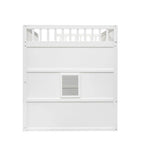 White+Gray Elegant Pine Wood Full Size Loft Bed with Ladder, Solid Construction
