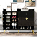 Wooden Modern Shoe Cabinet with Doors and Adjustable Shelves