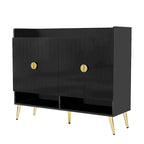 Wooden Modern Shoe Cabinet with Doors and Adjustable Shelves