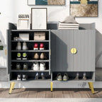 Wooden Modern Shoe Cabinet with Doors and Adjustable Shelves