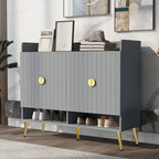 Wooden Modern Shoe Cabinet with Doors and Adjustable Shelves