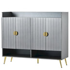 Wooden Modern Shoe Cabinet with Doors and Adjustable Shelves