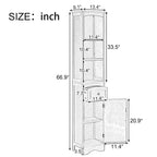67 Tall Freestanding Bathroom Storage Cabinet with Doors and Adjustable Shelves - 68 Tall