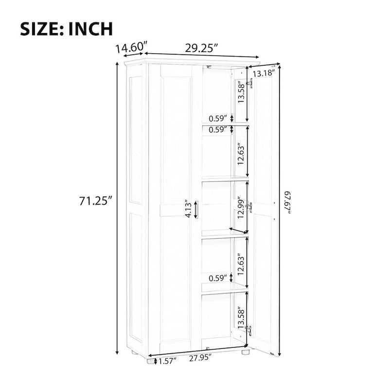 Storage Cabinet with 2 Doors for Bathroom, Office, Adjustable Shelf