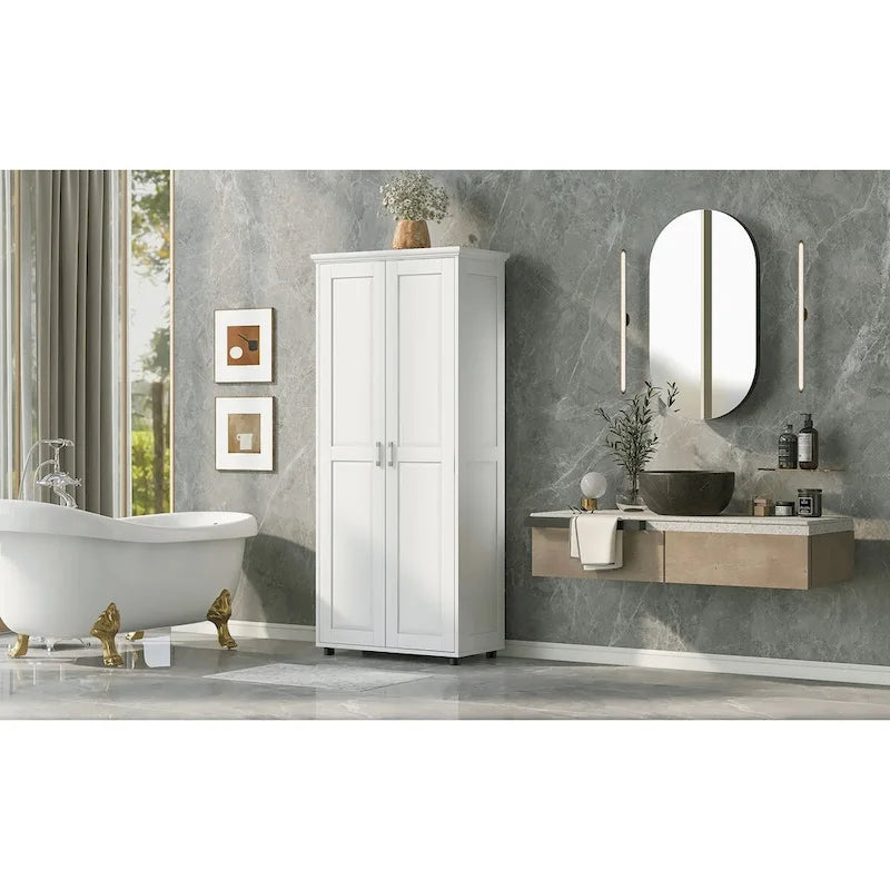 Storage Cabinet with 2 Doors for Bathroom, Office, Adjustable Shelf