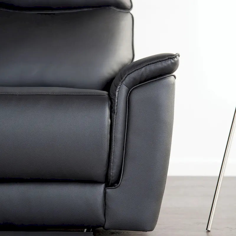 Furniture of America Marty Modern Leather Match Manual Reclining Sofa with Flared Padded Arms