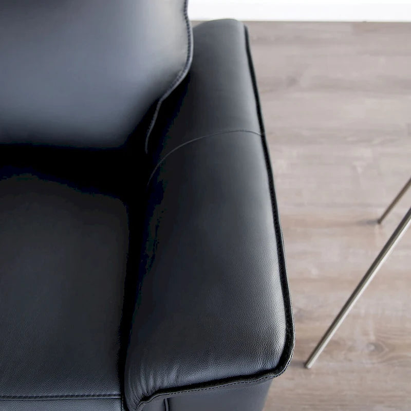 Furniture of America Marty Modern Leather Match Manual Reclining Sofa with Flared Padded Arms