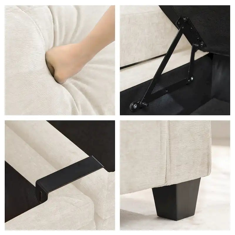 Chenille Storage Single Sofa with a Removable Ottoman