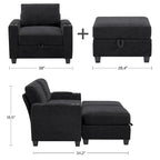 Chenille Storage Single Sofa with a Removable Ottoman