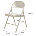 Hampden Furnishings Bernadine Collection Metal Round-Backed Folding Chair, Pack of 4