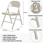 Hampden Furnishings Bernadine Collection Metal Round-Backed Folding Chair, Pack of 4