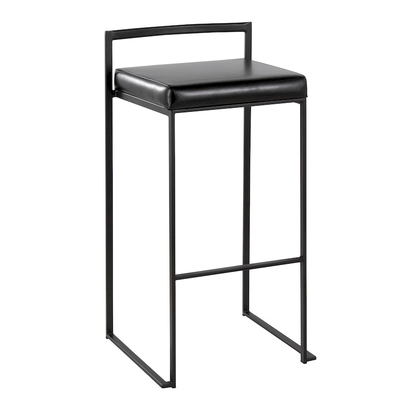 Porch & Den Forrest 30 Black Stackable Fully Welded Bar Stool (Set of 2)