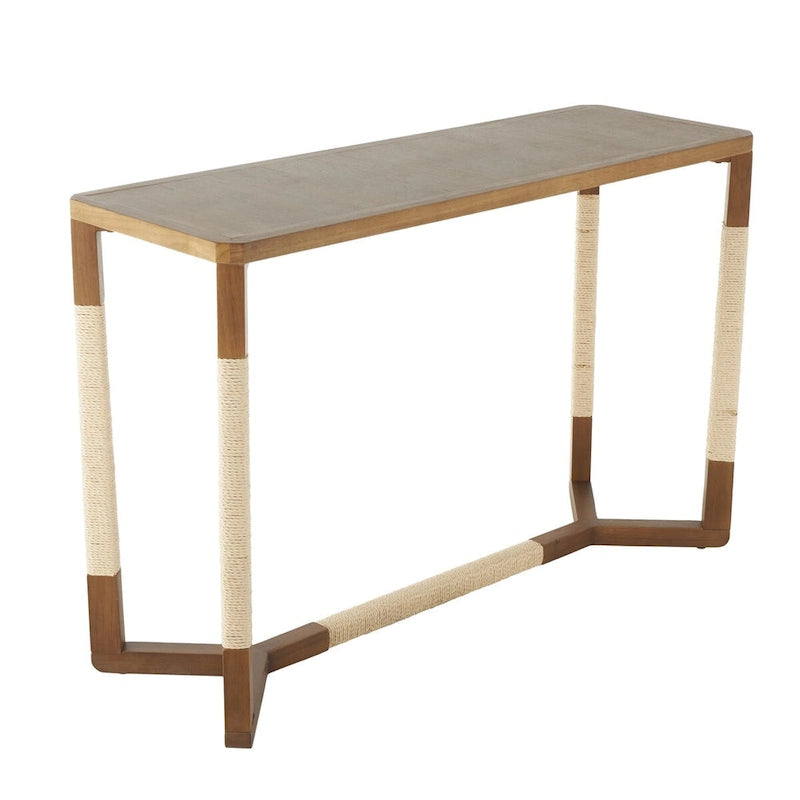 Wooden Console Table with Rope Wrapped Frame - Brown - Roche River Decor