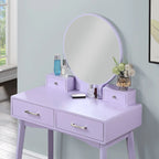 Contemporary Wood Vanity and Stool Set for Bedroom