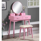 Contemporary Wood Vanity and Stool Set for Bedroom