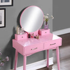 Contemporary Wood Vanity and Stool Set for Bedroom
