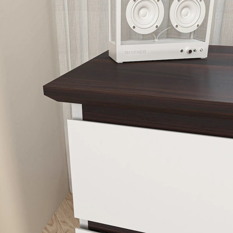 6-Drawer Double Dresser with Wide Drawers,White Dresser for Bedroom, Wood Storage Chest of Drawers for Living Room Hallway