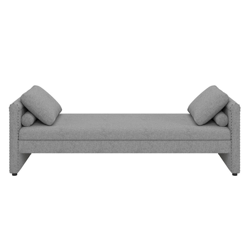 Modern Upholstered Chaise Lounger Daybed with Pillows Small Single Daybed,No Mattress Needed,Linen Fabric