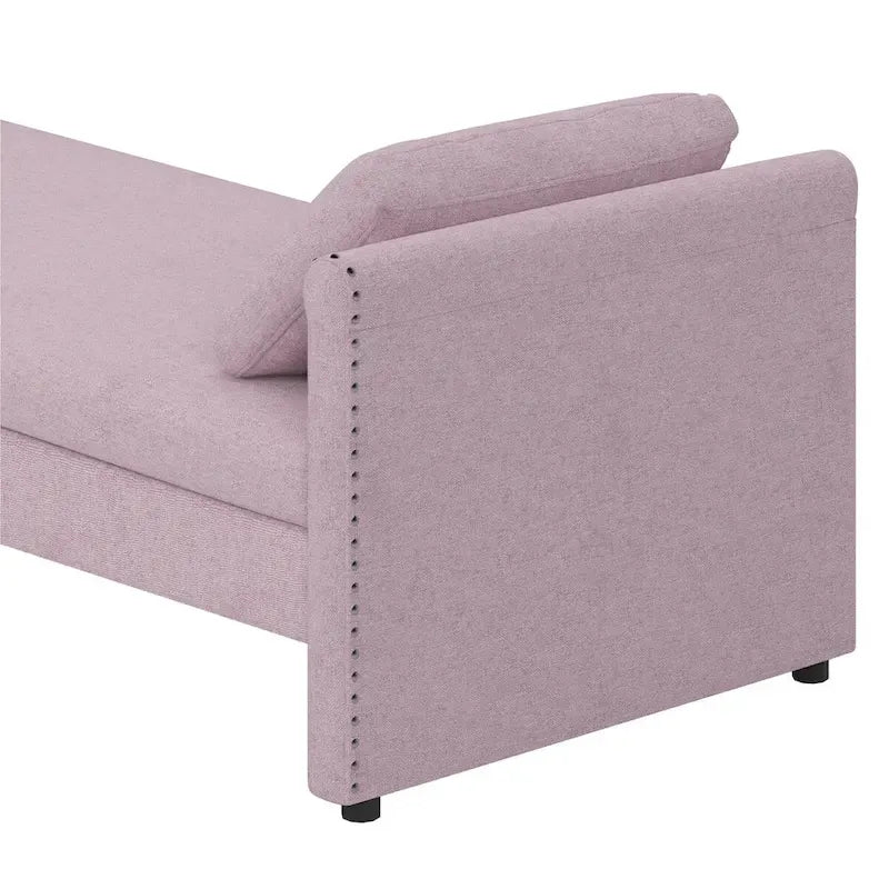 Modern Upholstered Chaise Lounger Daybed with Pillows Small Single Daybed,No Mattress Needed,Linen Fabric