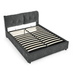 Chenille Upholstered Queen Storage Bed with Hydraulic Lift and Integrated Headboard