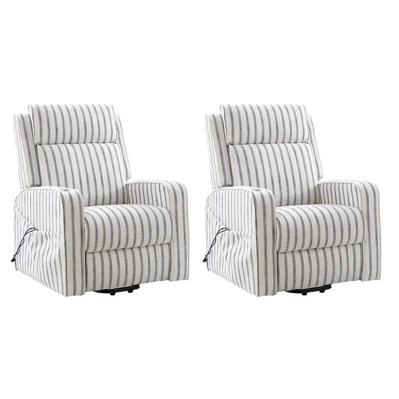 Darrell Modern Lift Assist Massage and Heating Power Recliner with Charing and Soild Wood Tray Set of 2by HULALA HOME