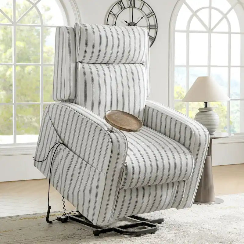 Darrell Modern Lift Assist Massage and Heating Power Recliner with Charing and Soild Wood Tray Set of 2by HULALA HOME