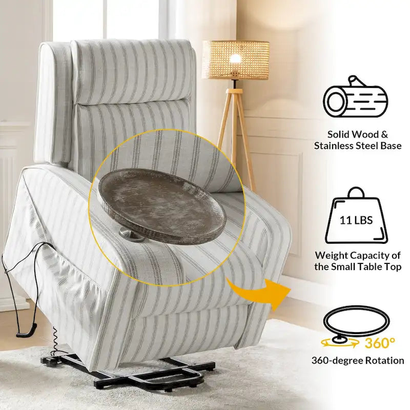 Darrell Modern Lift Assist Massage and Heating Power Recliner with Charing and Soild Wood Tray Set of 2by HULALA HOME