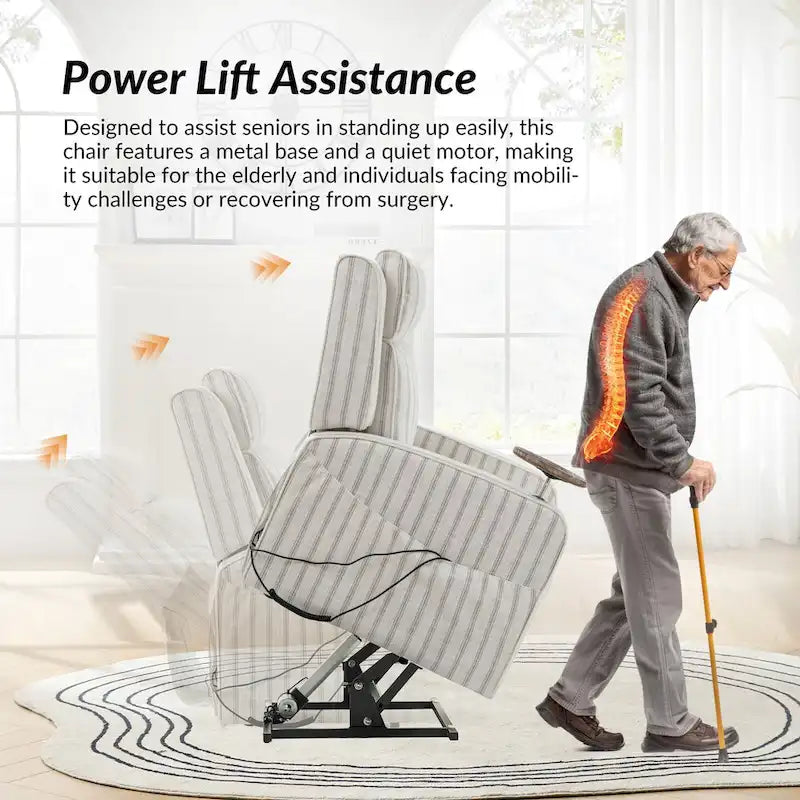 Darrell Modern Lift Assist Massage and Heating Power Recliner with Charing and Soild Wood Tray Set of 2by HULALA HOME