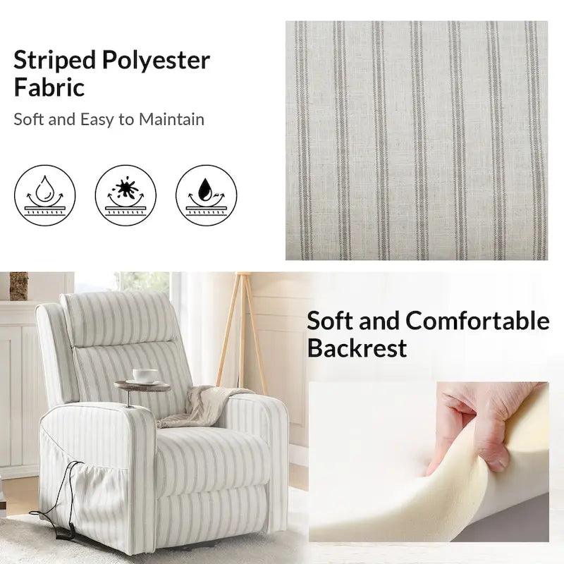 Darrell Modern Lift Assist Massage and Heating Power Recliner with Charing and Soild Wood Tray Set of 2by HULALA HOME